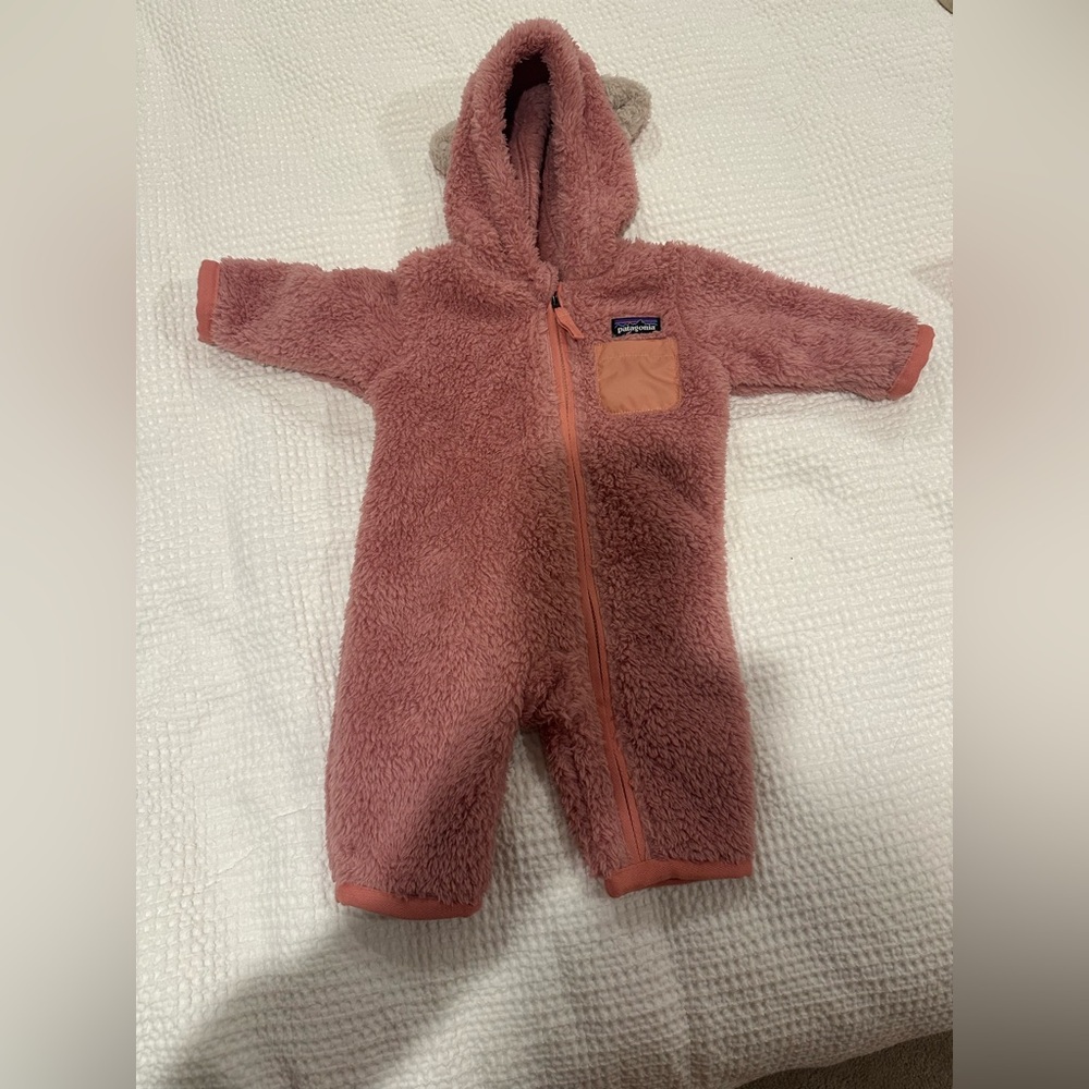 Patagonia Pink Fleece Baby Furry Friends  Bunting